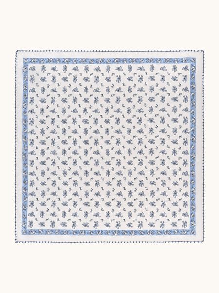 Silk floral scarf with lace border 53x53 cm