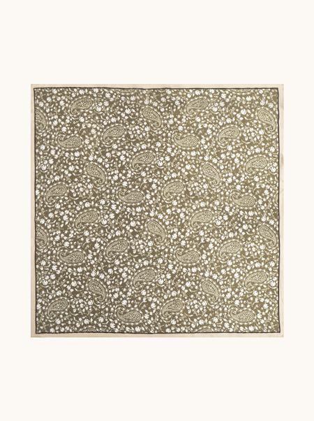 Apaszka jedwabna oliwkowa w paisley 53x53 cm