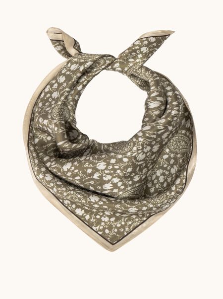Apaszka jedwabna oliwkowa w paisley 53x53 cm
