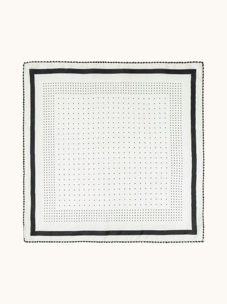 GRETA Silk Scarf with Lace Trim, 53x53 cm