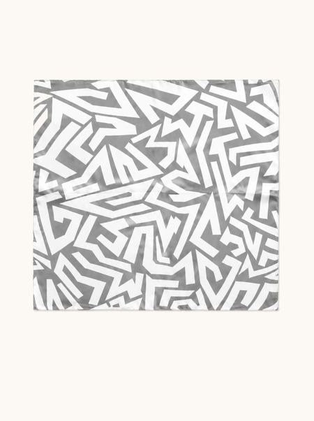 Apaszka jedwabna szara geometryczna 53x53 cm