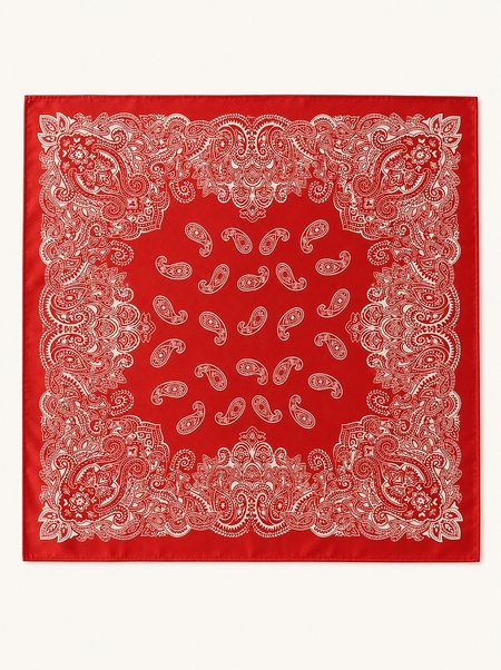 Apaszka jedwabna czerwona z motywem paisley 53x53 cm