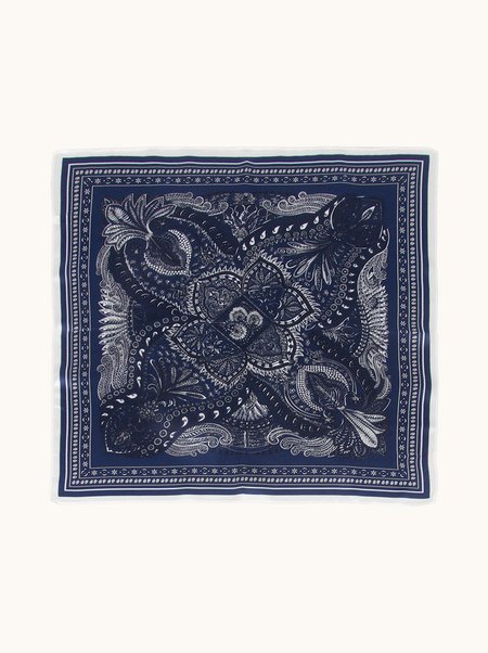 Apaszka jedwabna granatowa w paisley 53x53 cm