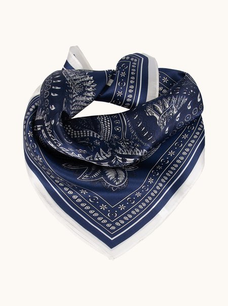 Apaszka jedwabna granatowa w paisley 53x53 cm