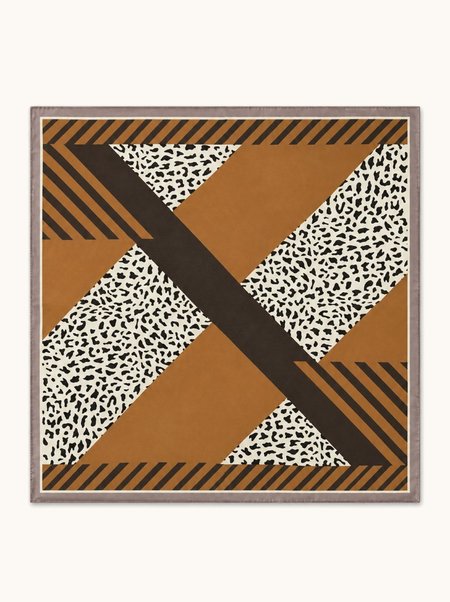 Apaszka jedwabna czekoladowa w panterkę 53x53 cm