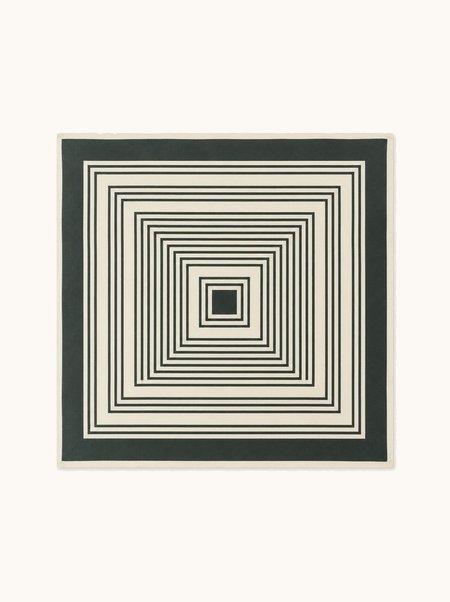 Cream Silk Scarf with Geometric Stripe Pattern – 53 × 53 cm