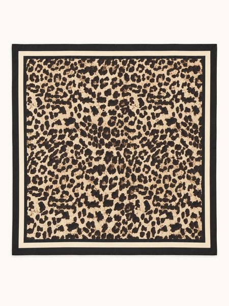 Beige silk scarf with brown spots, 53x53 cm