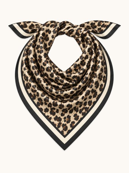 Beige silk scarf with brown spots, 53x53 cm