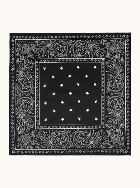 Black silk scarf with a star pattern, 53x53 cm
