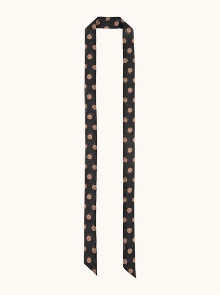 Jedwabna apaszka krawatka czarna w grochy 4x190 cm