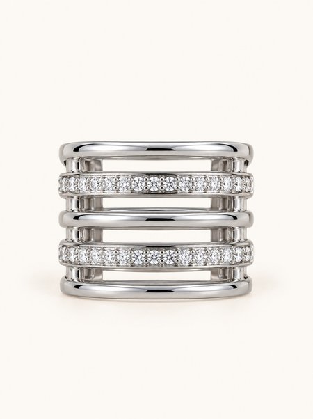 Geometric scarf ring with crystals