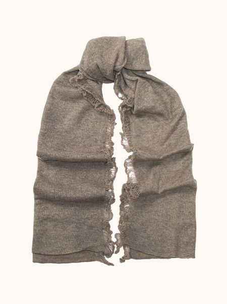 Szal kaszmirowy beżowy z subtelną plecionką 55x180 cm PREMIUM