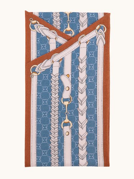 Szal wąski wełna z jedwabiem z motywem jeździeckim 20x160 cm