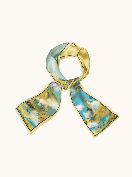 Szal jedwabny żółty inspirowany naturą 16x145 cm