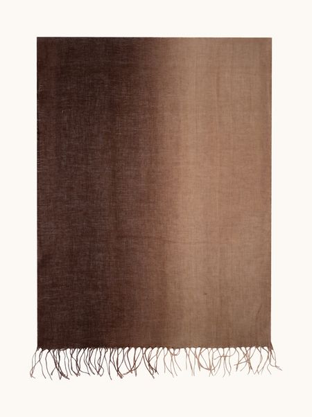 Szal lniany czekoladowy w stylu ombre 70x190 cm
