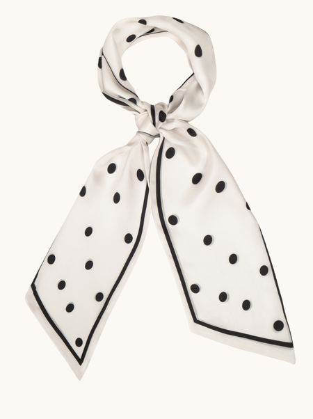 NICOLE Silk Polka-Dot Scarf, 16x145 cm