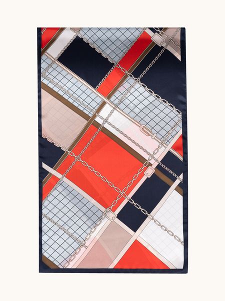 Szal jedwabny z geometrycznym wzorem 55x175 cm