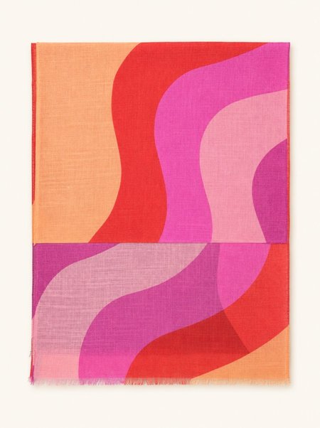 100% Viscose Multicolored Scarf with Fringes, 80x180 cm