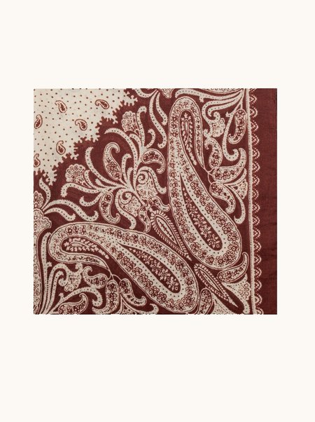 Szal bordowy z motywem paisley 70x180 cm 