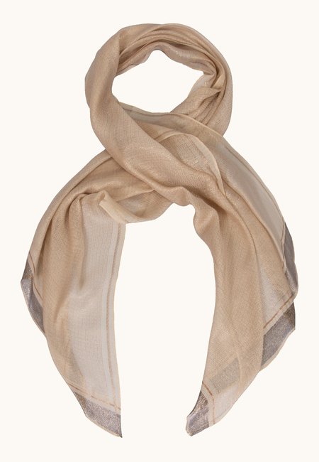 Beige formal scarf with decorative trim