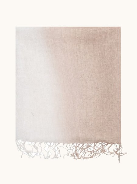 Beige linen scarf with an ombre pattern, 55x180 cm