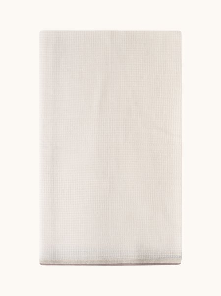 Ecru wool scarf with trim, 95x200 cm