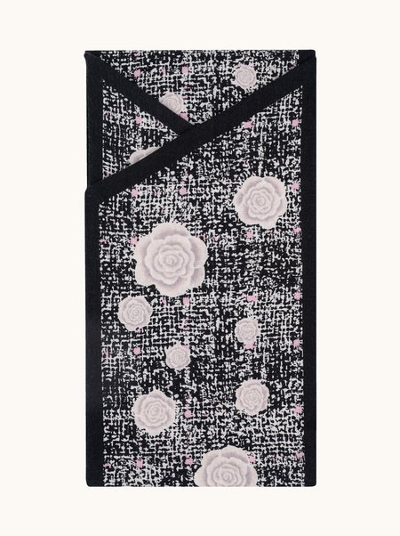 Szal wąski wełna z jedwabiem z motywem róż 20x160 cm