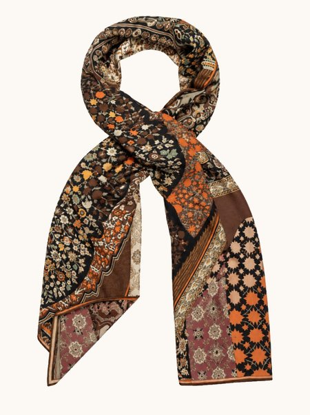 Large wool and silk scarf with a reversible oriental pattern, 50x170 cm