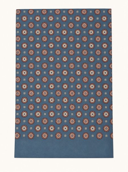 Męski szal jedwabny niebieski we wzór geometryczny 100% jedwab 25×160 cm