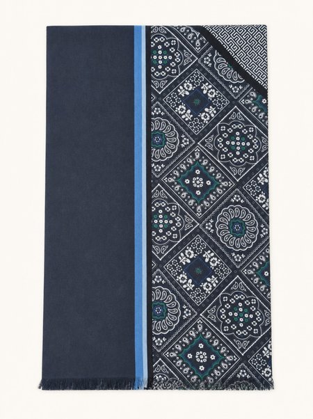 Men's Navy Blue Oriental Silk Scarf, 100% Silk, 25×160 cm