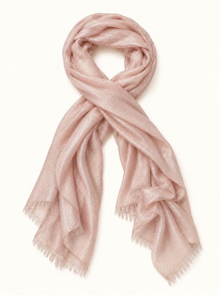 Powder-pink formal scarf with silver thread, 200 cm
