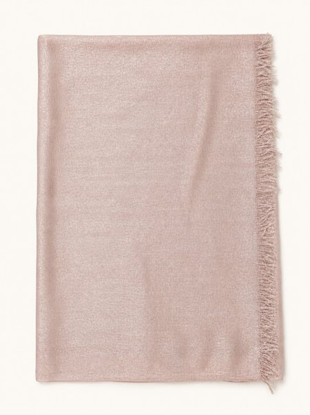 Powder-pink formal scarf with silver thread, 200 cm