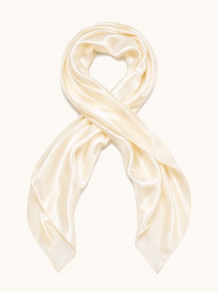 Ecru smooth silk scarf 55x175 cm