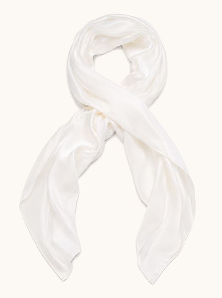 White silk scarf, 65x180 cm
