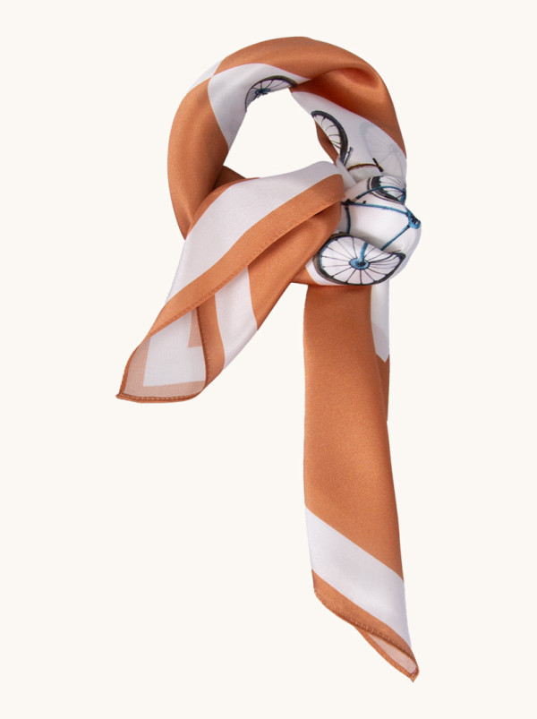 Silk scarf with bicycle motif 70 cm x 70 cm