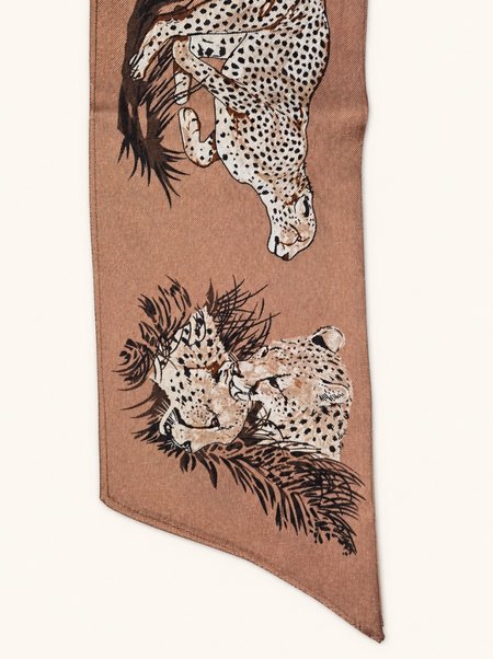 Silk scarf with leopard print, 12x120 cm