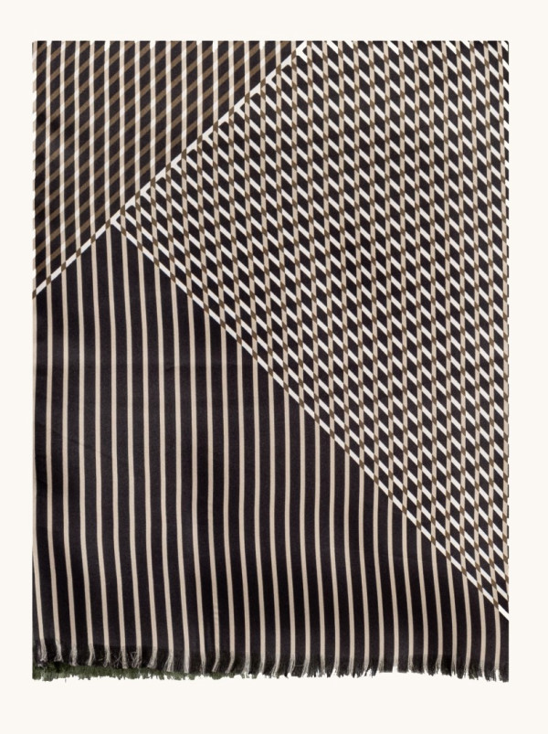 Ekskluzywny szal męski zielony w geometryczne wzory 25 cm x 160 cm