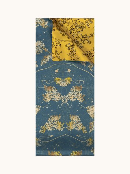 Szal jedwabny w roślinny wzór 16x145 cm