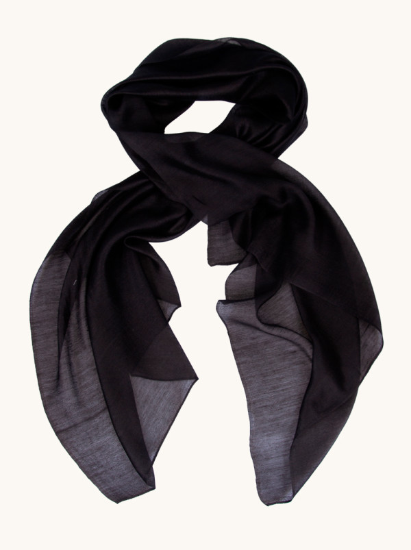 Classic black evening shawl in cotton and silk 80cm x 180cm