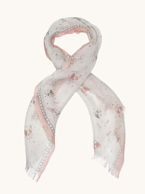 Lekki lniany pastelowy  szal  60cm x180cm