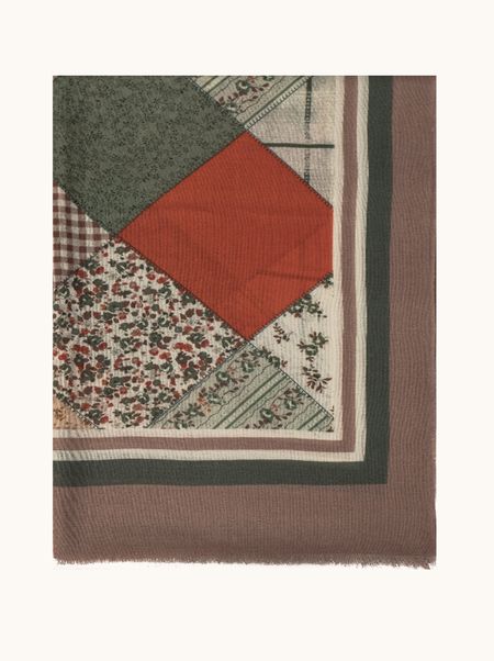 Szal 100% wełna w geometryczne wzory 65x190 cm