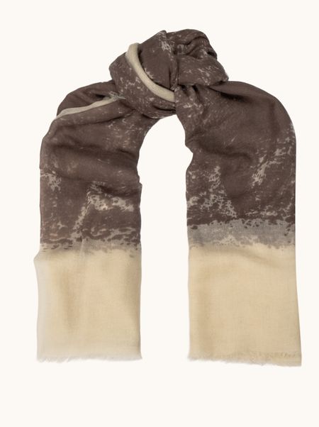 Szal 100% wełna w odcieniach beżu i brązu 130x140 cm