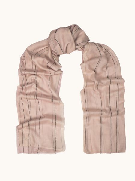 Szal 100% wełna różowy w paski 105x210 cm