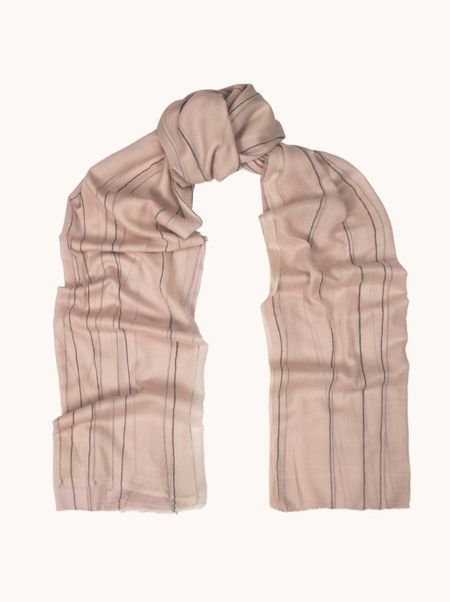 Szal 100% wełna różowy w paski 105x210 cm