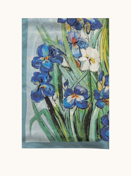 Szal jedwabny niebieski w kwiaty 55x175 cm