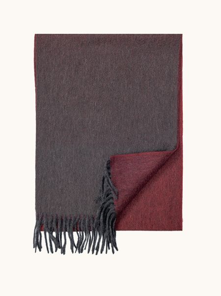 Kaszmirowy szal cieniowany bordowo grafitowy 32x170 cm PREMIUM
