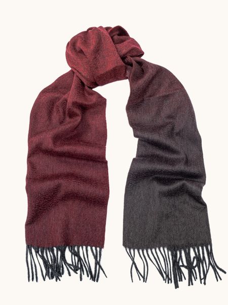 Kaszmirowy szal cieniowany bordowo grafitowy 32x170 cm PREMIUM