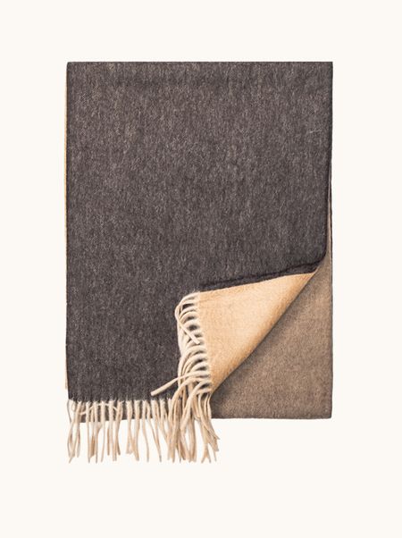 Kaszmirowy szal cieniowany beżowo brązowy 32x170 cm PREMIUM