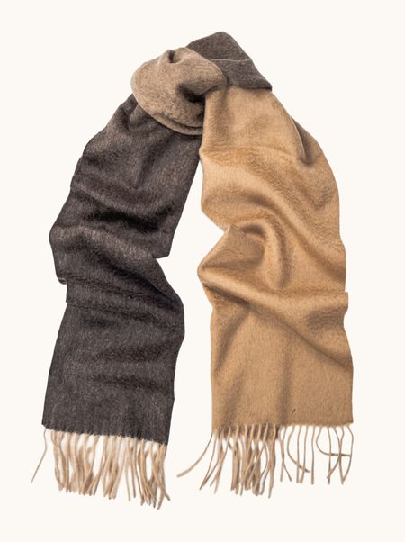 Kaszmirowy szal cieniowany beżowo brązowy 32x170 cm PREMIUM