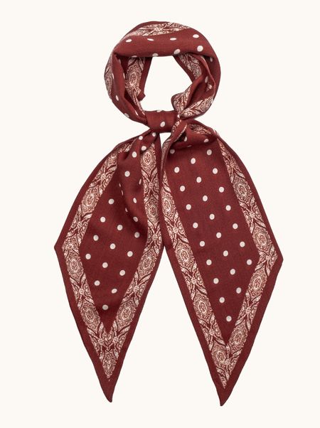 Szal dwustronny kaszmir z jedwabiem w grochy VELATO 16x145 cm PREMIUM